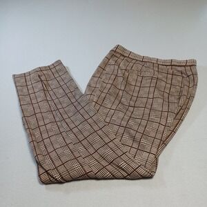 Nordstrom Rack Womens Brown Tan Plaid Ankle Trousers Size Large RN58665 CA57963